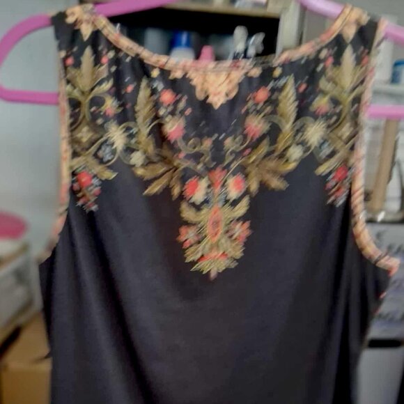 ETCYY NEW womens Classic Embellished Tank Top Blouse SIZE MEDIUM Black Multi - Picture 6 of 9